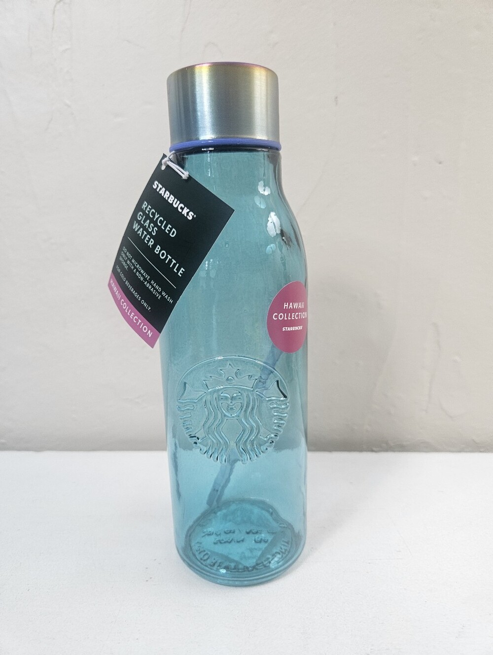 Starbucks Hawaii Collection Teal Recycled Glass Bottle 20 Oz